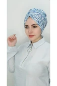 Kadın Tesettür Simli Büzgülü Trend Bone Su Mavisi thumbnail 2