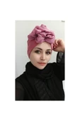 Kadın Tesettür Taş Detaylı Çift Taraflı Bone Mor thumbnail 2