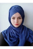 Kadın Tesettür Üç Bantlı Modern Şal Mavi - 3