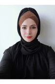 Kadın Tesettür Tek Bantlı Simli Hazır Trend Şal Siyaha Bakır thumbnail 1