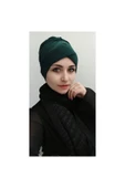 Kadın Yeşil Tesettür Çapraz Bone thumbnail 1