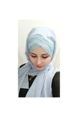 Kadın Tesettür Hazır Üç Bantlı Titi Şal Bebe Mavisi thumbnail 2