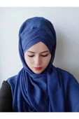 Kadın Tesettür Üç Bantlı Modern Şal Mavi - 2