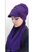 Kadın Mor Fiyonk Detay Şapka Şal Bone - 1
