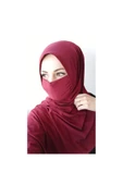 Kadın Maskeli Şal Bordo - 2