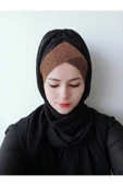 Kadın Tesettür Tek Bantlı Simli Hazır Trend Şal Siyaha Bakır thumbnail 2