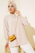 Yaka Kol Ribanalı Tunik Bej thumbnail 1