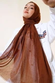Organik Bambu Kraş Şal Kahve - 1