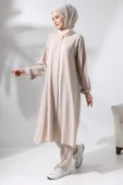 Kadın Hac ve Umre Kıyafeti Tesettür İkili Takım Krem - 1