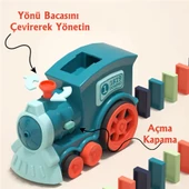 Minio Baby - Işıklı Sesli Domino Tren - Otomatik Domino Dizilimi - Eğitici Oyuncak - Mavi - 4