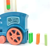 Minio Baby - Işıklı Sesli Domino Tren - Otomatik Domino Dizilimi - Eğitici Oyuncak - Mavi - 2