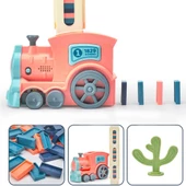 Minio Baby - Işıklı Sesli Domino Tren - Otomatik Domino Dizilimi - Eğitici Oyuncak - Pembe - 3