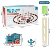 Minio Baby - Işıklı Sesli Domino Tren - Otomatik Domino Dizilimi - Eğitici Oyuncak - Mavi - 3
