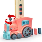 Minio Baby - Işıklı Sesli Domino Tren - Otomatik Domino Dizilimi - Eğitici Oyuncak - Pembe - 4