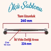 Mobilya Mutfak Dolabı Çekmece Dolap Kapak Kulbu Kulpu Metal 224 mm Krom Kulp thumbnail 2