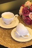 İpek Porselen Çay Fincan Takımı Platin-Gümüş Yaldızlı Rosen-200 - 2
