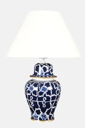 qdec Bleu Blanc Şah Vazo Abajur Mavi Yaldız K.Beyaz thumbnail 1