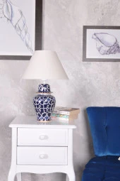 qdec Bleu Blanc Şah Vazo Abajur Mavi Yaldız K.Beyaz thumbnail 2