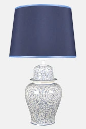 qdec Bleu Blanc Şah Vazo Abajur Haliç Mavi thumbnail 1