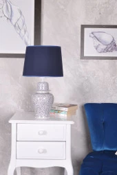 qdec Bleu Blanc Şah Vazo Abajur Haliç Mavi thumbnail 2