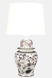 qdec Bleu Blanc Şah Vazo Abajur Şakayık Beyaz - 1