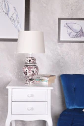 qdec Bleu Blanc Şah Vazo Abajur Şakayık Beyaz - 2