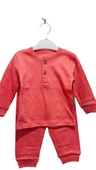 uğurböceğiçocuk Ahşap Düğmeli Alt Üst Takım Bebek Pijama Takım - 4