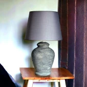 Qdec Vintage Seramik Abajur Rustik Modern Gri - Fransız Gri - 4