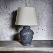 Qdec Vintage Seramik Abajur Rustik Antik Siyah - Ekru - 2