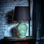 Qdec Vintage Seramik Abajur Rustik Antik Yeşil - Siyah - 2
