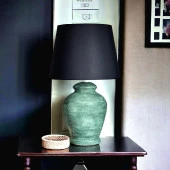 Qdec Vintage Seramik Abajur Rustik Antik Yeşil - Siyah - 4