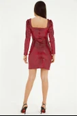 Zincir Detay Önü Büzgülü Kadın Mini Elbise - Kırmızı thumbnail 8