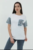 Kot Cepli T-shirt - Beyaz thumbnail 5