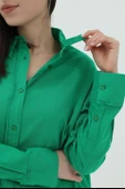 Uzun Kol Oversize Basic Gömlek - Yeşil thumbnail 6