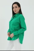 Uzun Kol Oversize Basic Gömlek - Yeşil thumbnail 2