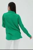 Uzun Kol Oversize Basic Gömlek - Yeşil thumbnail 5