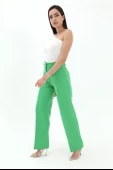 Önü Çimalı Atlas Kumaş Pantolon - Yeşil thumbnail 2