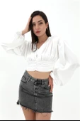 Beli Drapeli Balon Kol Bluz - Ekru thumbnail 3