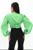 Beli Drapeli Balon Kol Bluz - Yeşil thumbnail 4
