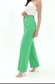 Önü Çimalı Atlas Kumaş Pantolon - Yeşil thumbnail 4