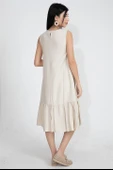Kristal Keten Kolsuz Kadın Salaş Elbise - Taş thumbnail 5