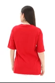 Bisiklet Yaka Yüz Basklı T-Shirt - Kırmızı thumbnail 3