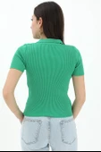 Polo Yakalı Kısa Kol Triko Kazak - Yeşil thumbnail 3