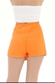 Yanı Fermuarlı Gabardin Şort Etek - Turuncu thumbnail 4