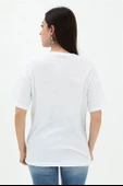 Bisiklet Yaka Ananas Baskılı Süprem T-shirt - Beyaz thumbnail 3