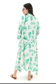 Baskılı Keten Kimono - Yeşil thumbnail 7