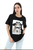 Bisiklet Yaka Kovboy Şapkalı Süprem T-shirt - Siyah - 2