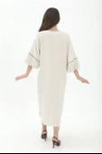 Balon Kol Nakışlı Kimono - Taş thumbnail 5