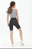 V Kemer Parlak Şort Tayt - Antrasit thumbnail 4