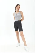 V Kemer Parlak Şort Tayt - Antrasit thumbnail 1